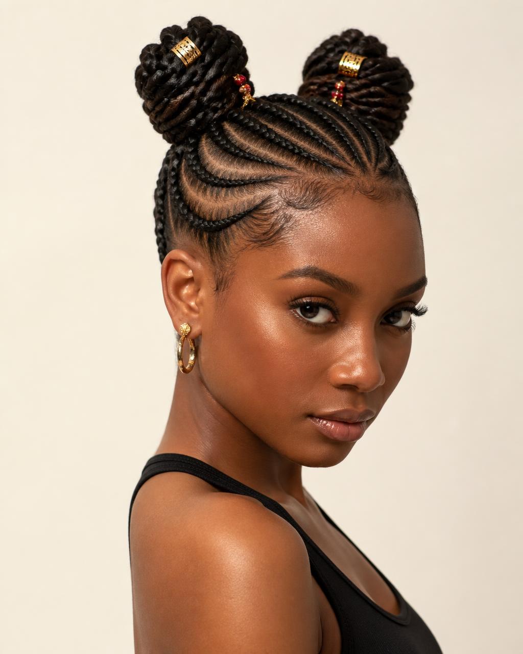 Feed-In braids styled with ZINO 24 inch human hair