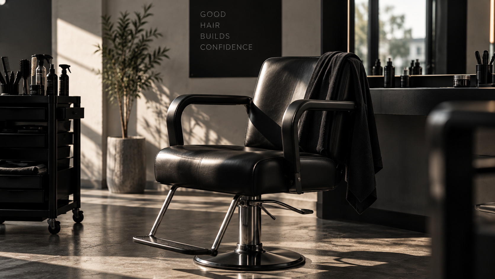A professional styling chair in the ZINO salon